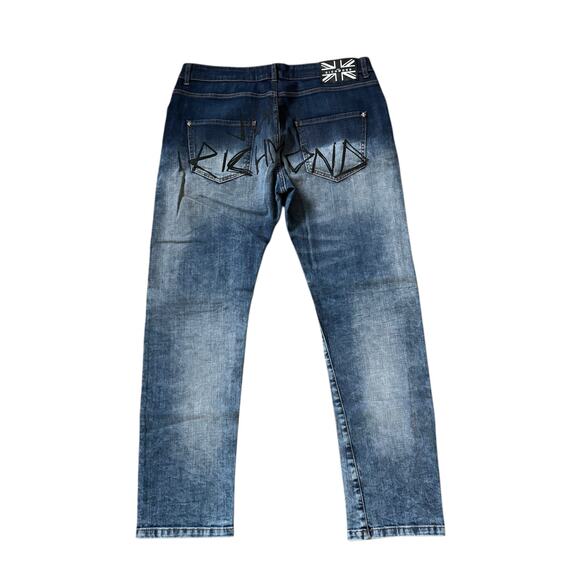 John Richmond Distressed Patched Slim Fit Jeans - Picture 3 of 13